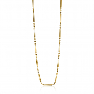 ZINZI zilveren fantasie ketting 14K geel verguld met staafjes 40-44cm ZIC1452G