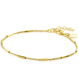 ZINZI Gold Plated Zilveren Gourmet Armband Met Staafjes 1 6mm Breed 16