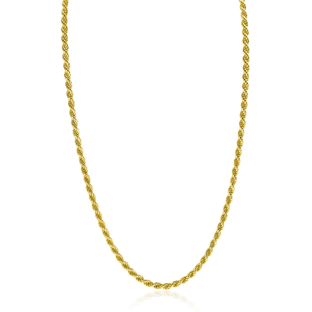 ZINZI gold plated zilveren koord ketting 2,6mm breed 42-45cm ZIC2386G