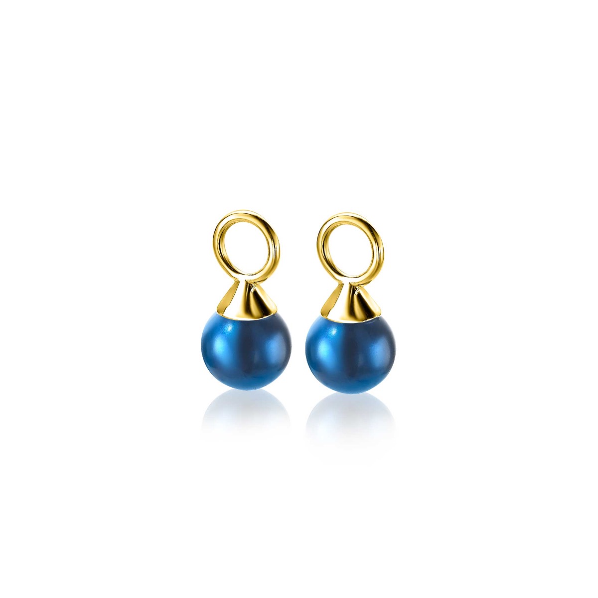 ZINZI gold plated zilveren oorbedels parels blauw 6mm ZICH1749BG (zonder oorringen)